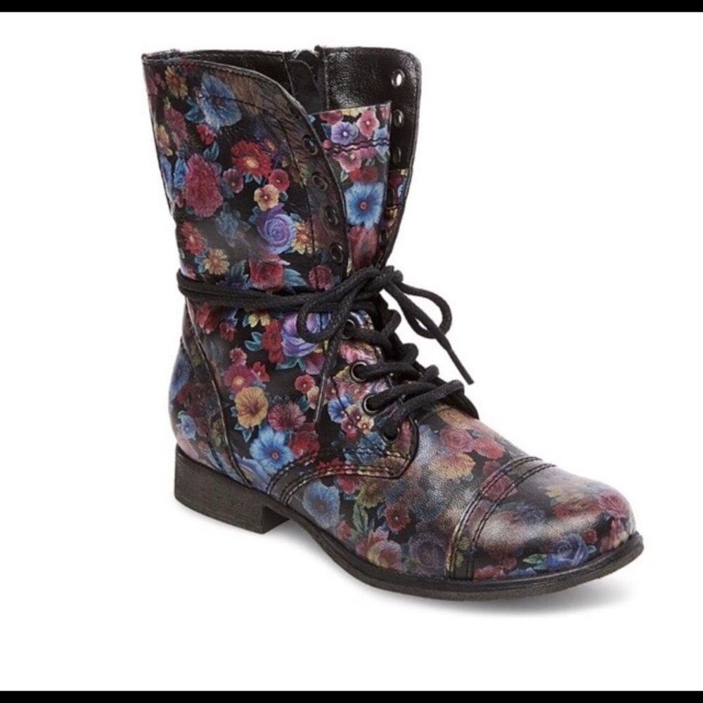 Steve Madden Floral Combat Boots